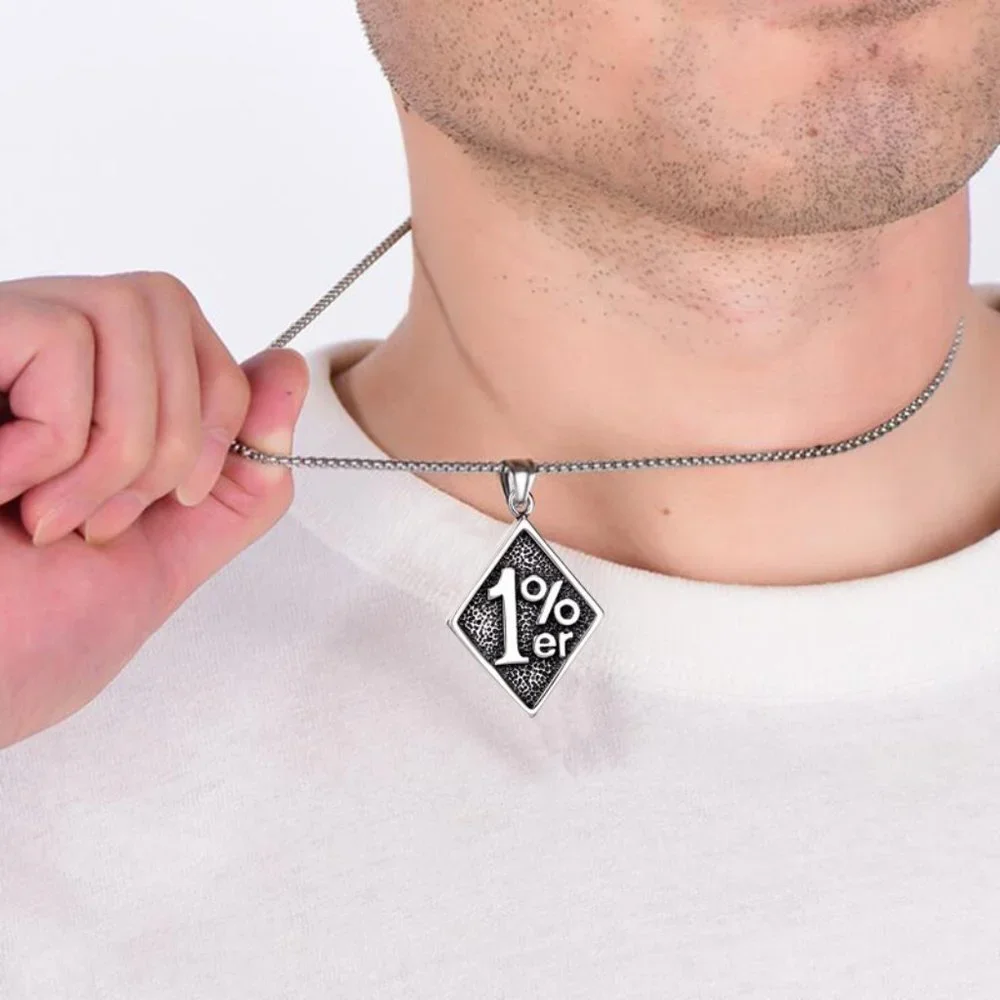 ❤️Fashion trend Retro 1%er square pendant necklace for women/men, N90201P179